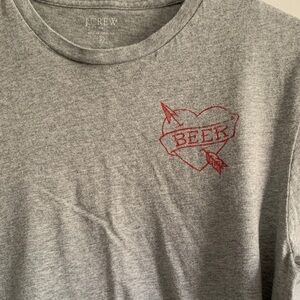 J. Crew Heather Gray Tee with Red Heart Graphic